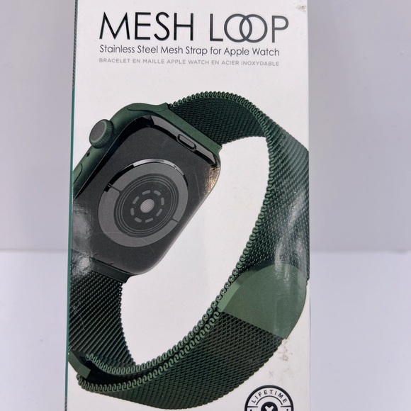 PRESS PLAY MESH MAGNETIC LOOP STAINLESS STEEL MESH STRAP FOR APPLE WATCH, GREEN - Picture 6 of 11